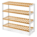 Shoe Rack with Metal, Tier Bamboo Slim Hallway Storage Organiser - White/Wood option
