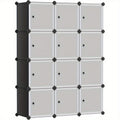Shoe Rack with Plastic, 12 cube, 12-Cube Storage Unit, Stackable Cubes, Plastic - Black + White, 12 cube option
