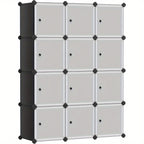 Shoe Rack with Plastic, 12 cube, 12-Cube Storage Unit, Stackable Cubes, Plastic