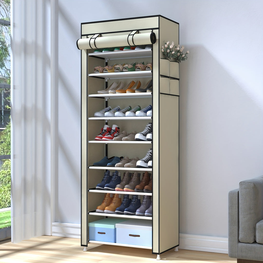 Shoe Rack with Space-Saving, 50 Pairs, 10-Tier Dustproof Cover Large Capacity Storage - product gallery image 2