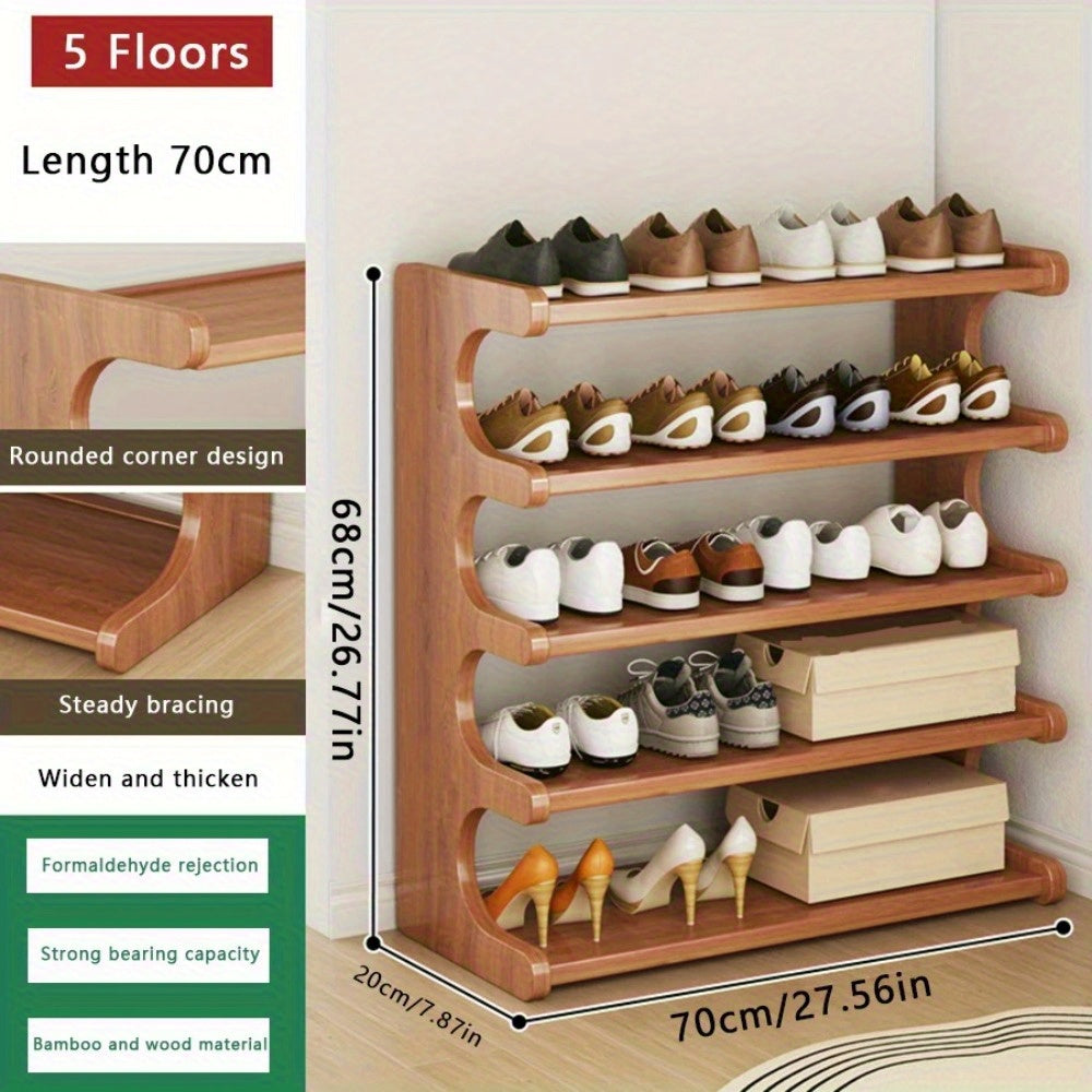 Shoe Rack with Space-Saving, Foldable, Bamboo, 30 Pairs - 5 Tiers - 70cm option