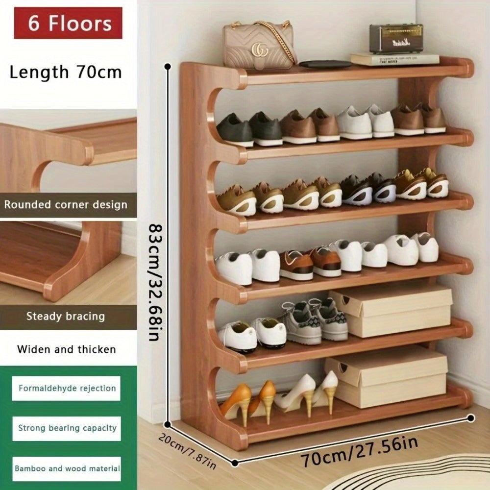 Shoe Rack with Space-Saving, Foldable, Bamboo, 30 Pairs - 6 Tiers - 70cm option