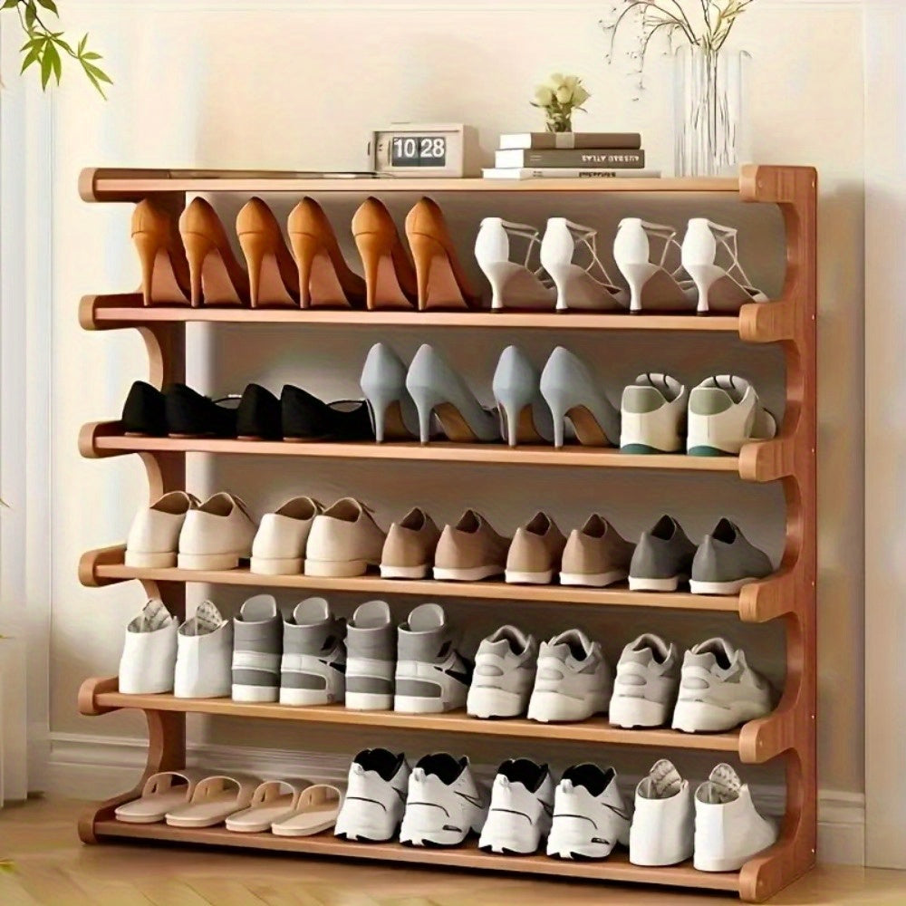 Shoe Rack with Space-Saving, Foldable, Bamboo, 30 Pairs