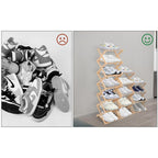 Shoe Rack with Space-Saving, Foldable, Wood, Foldable Bamboo or Tier Narrow Retractable - product gallery image 12