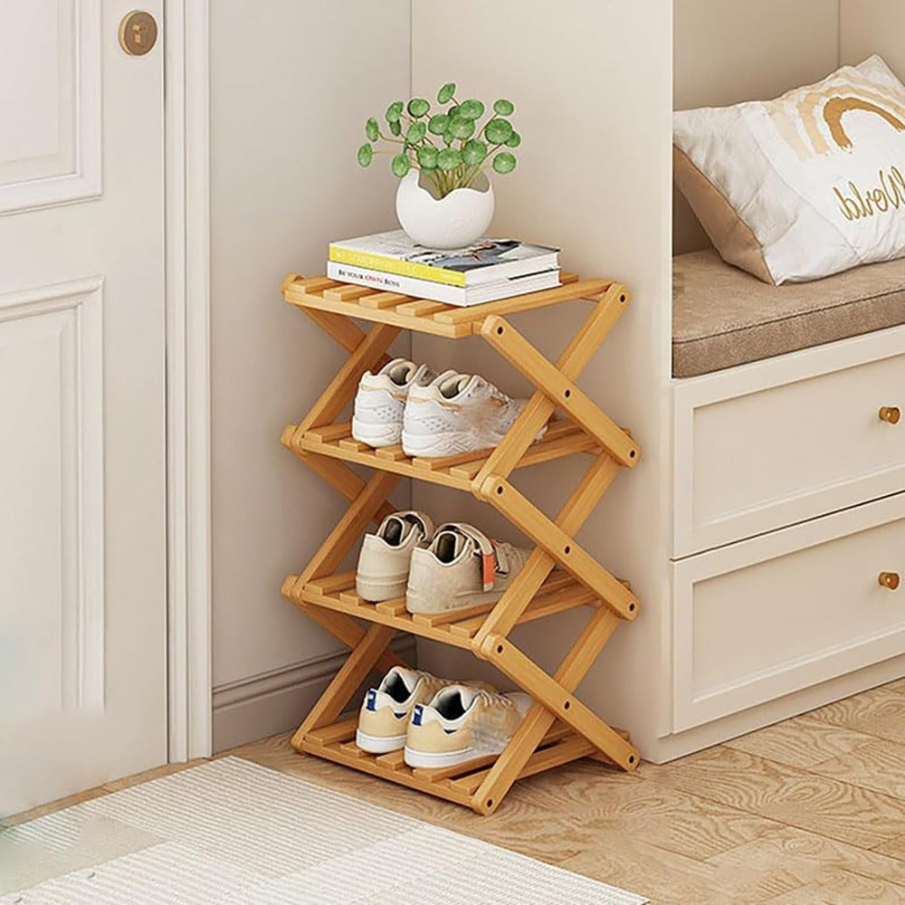 Shoe Rack with Space-Saving, Foldable, Wood, Foldable Bamboo or Tier Narrow Retractable - product gallery image 15
