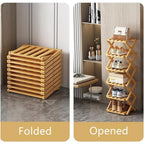 Shoe Rack with Space-Saving, Foldable, Wood, Foldable Bamboo or Tier Narrow Retractable - product gallery image 16