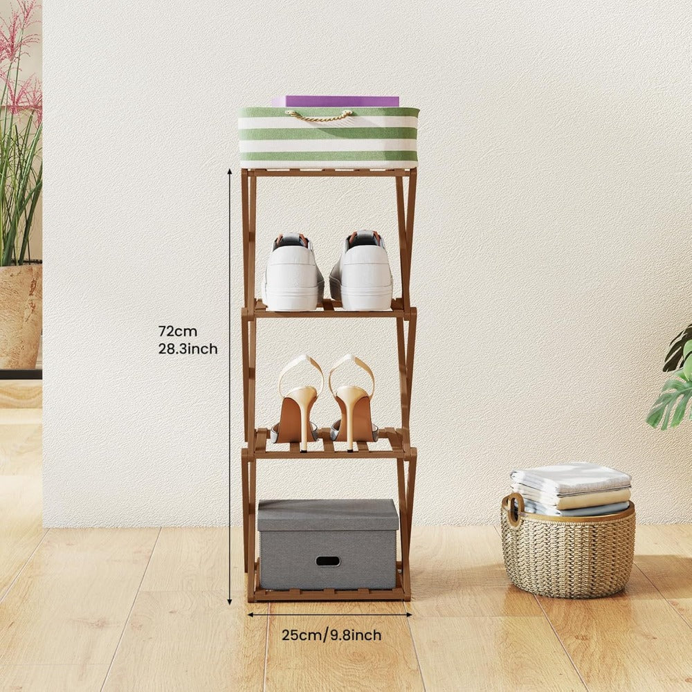 Shoe Rack with Space-Saving, Foldable, Wood, Foldable Bamboo or Tier Narrow Retractable - product gallery image 2