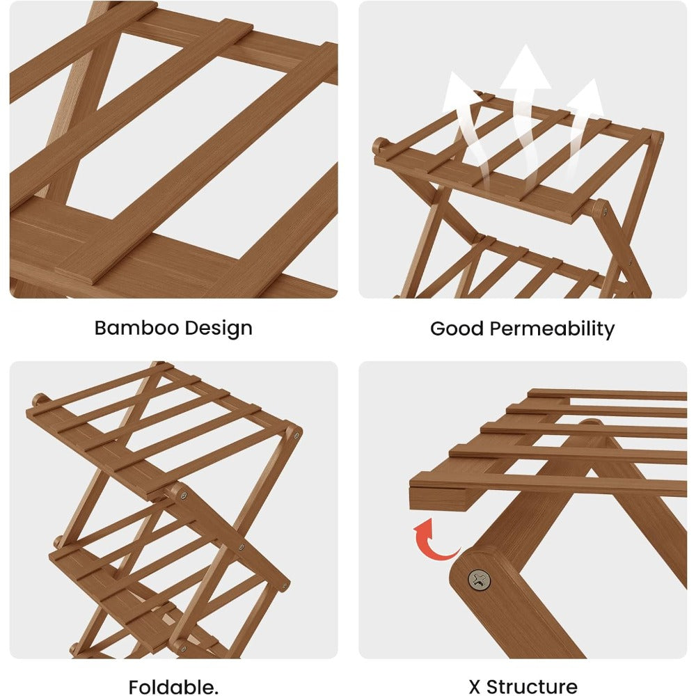 Shoe Rack with Space-Saving, Foldable, Wood, Foldable Bamboo or Tier Narrow Retractable - product gallery image 3