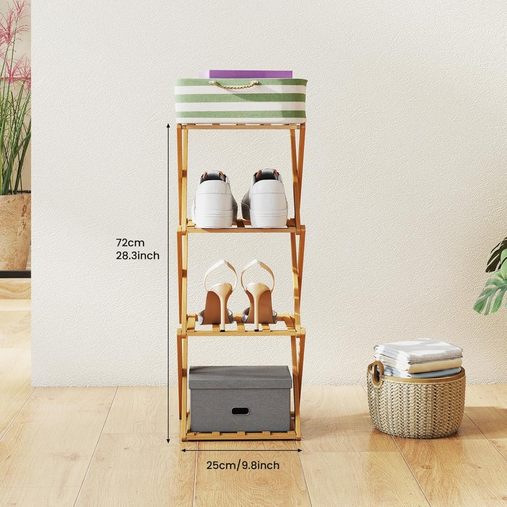 Shoe Rack with Space-Saving, Foldable, Wood, Foldable Bamboo or Tier Narrow Retractable - product gallery image 9
