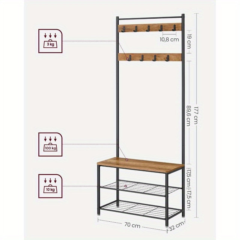 Shoe Rack with Space-Saving, Freestanding, Metal, 70L x 177H cm - product gallery image 4