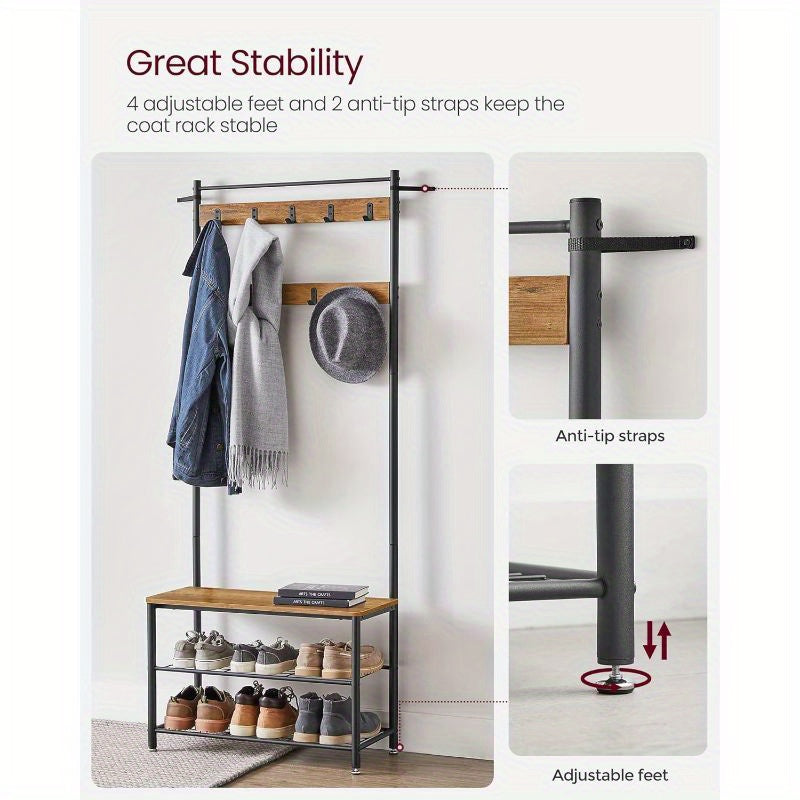 Shoe Rack with Space-Saving, Freestanding, Metal, 70L x 177H cm - product gallery image 6