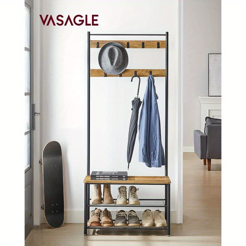 Shoe Rack with Space-Saving, Freestanding, Metal, 70L x 177H cm