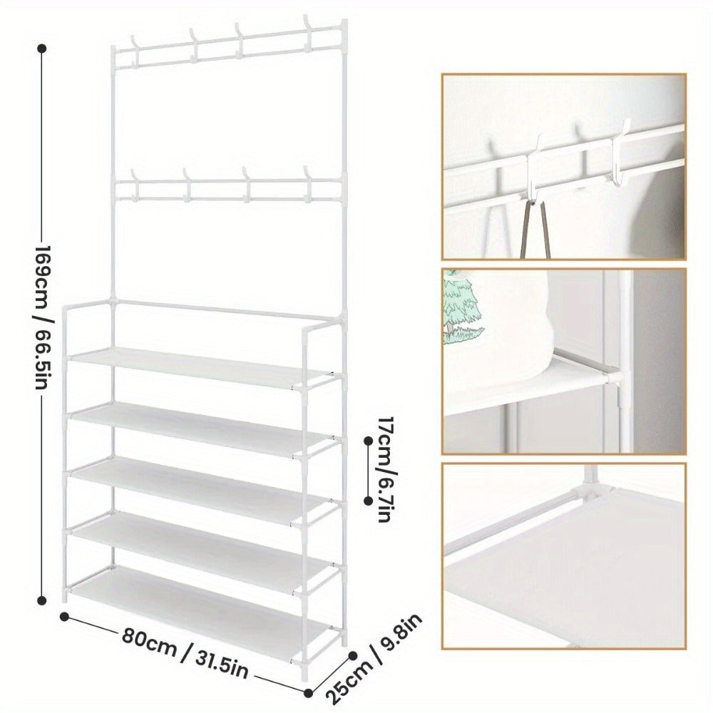 Shoe Rack with Space-Saving, Non-Slip, Easy Assembly, 169cm - product gallery image 2