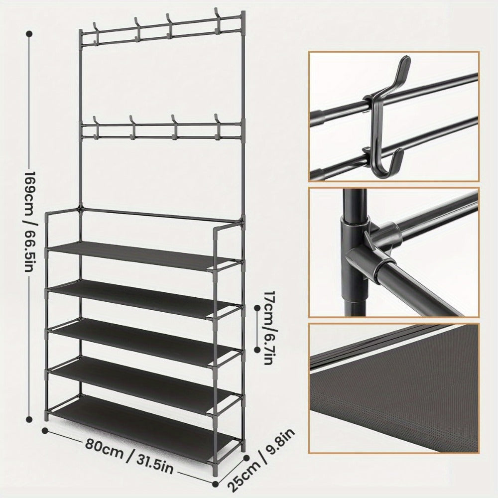 Shoe Rack with Space-Saving, Non-Slip, Easy Assembly, 169cm - product gallery image 7