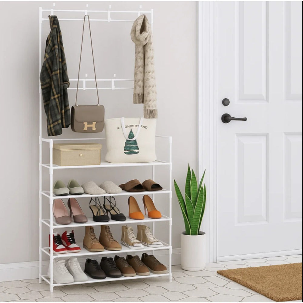 Shoe Rack with Space-Saving, Non-Slip, Easy Assembly, 169cm