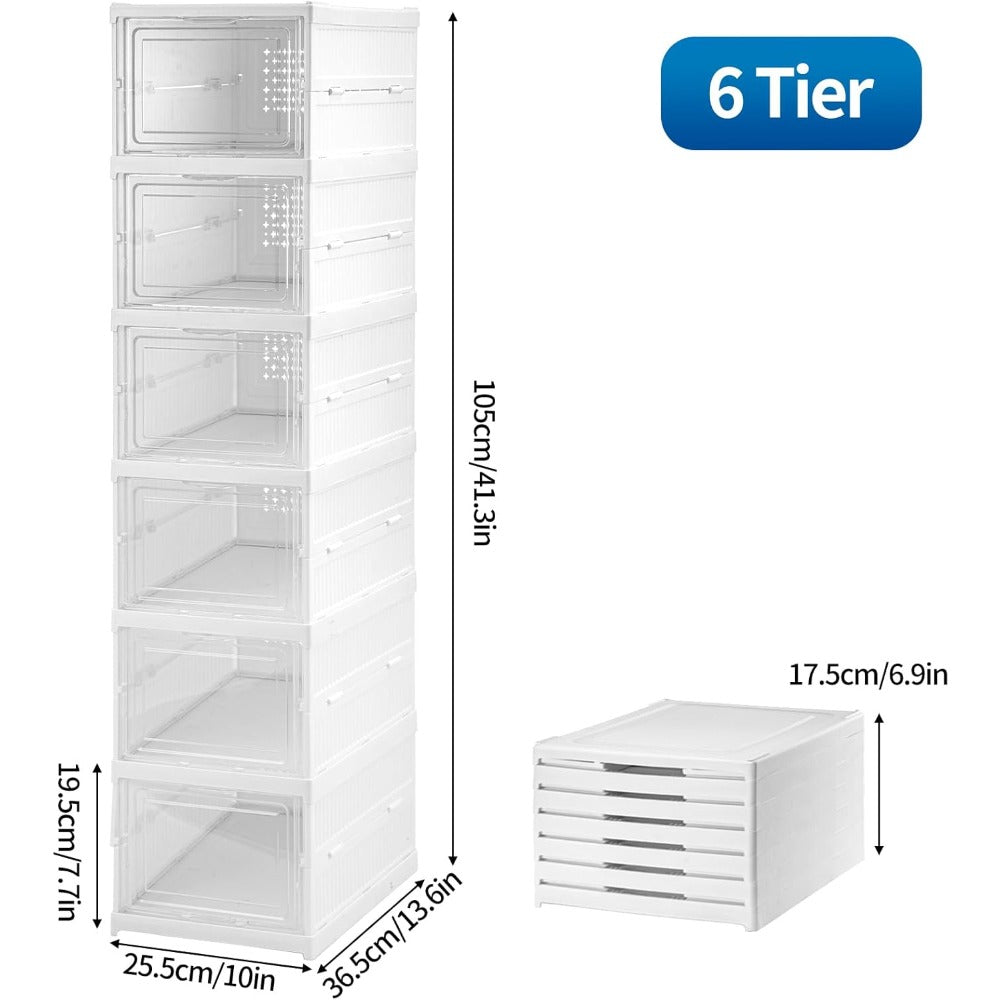 Shoe Storage Box with Foldable, Plastic, 6 Containers - product gallery image 8