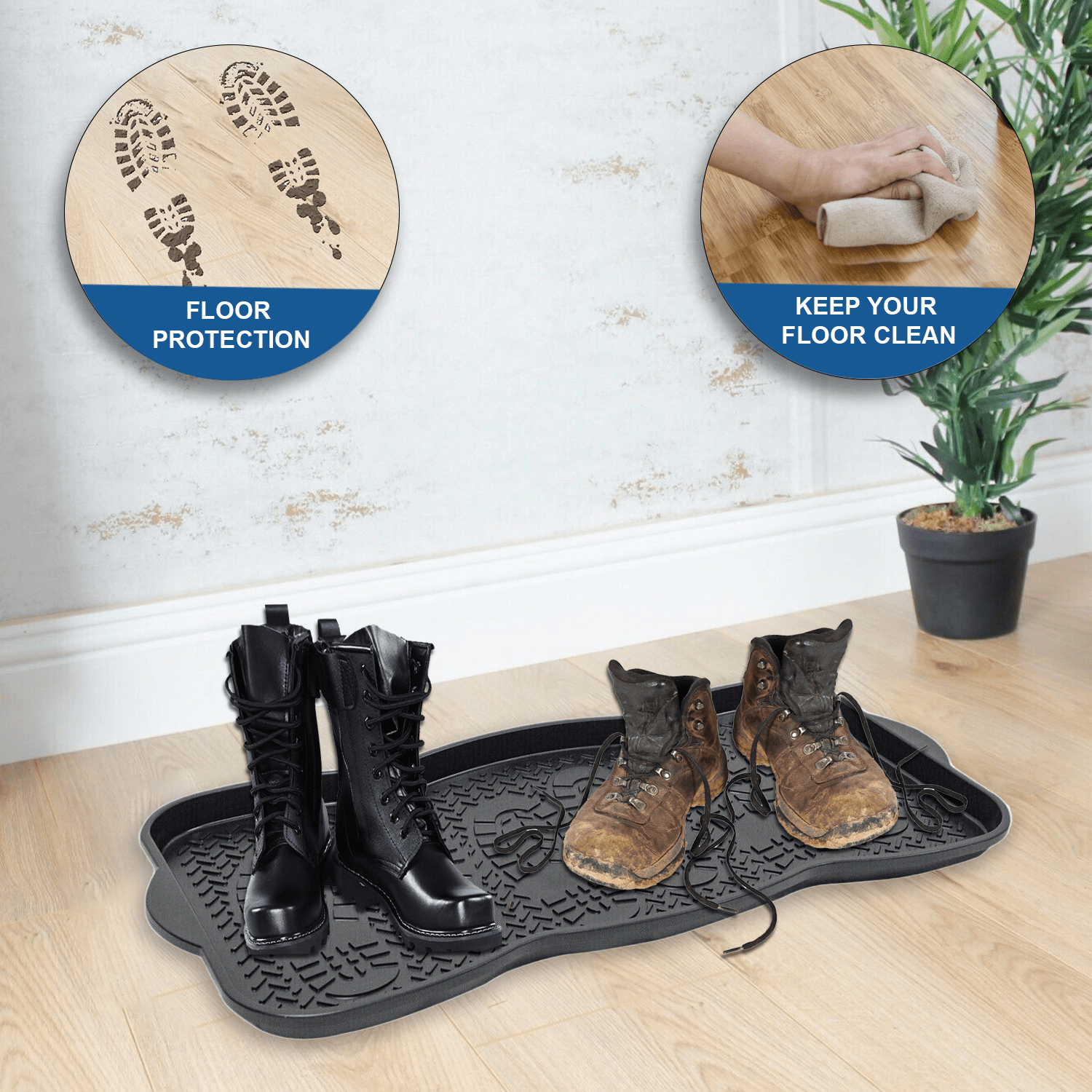 Shoe Tray with Non-Slip, Waterproof, 5cm, 3 Pairs for gardens and patios - product gallery image 2