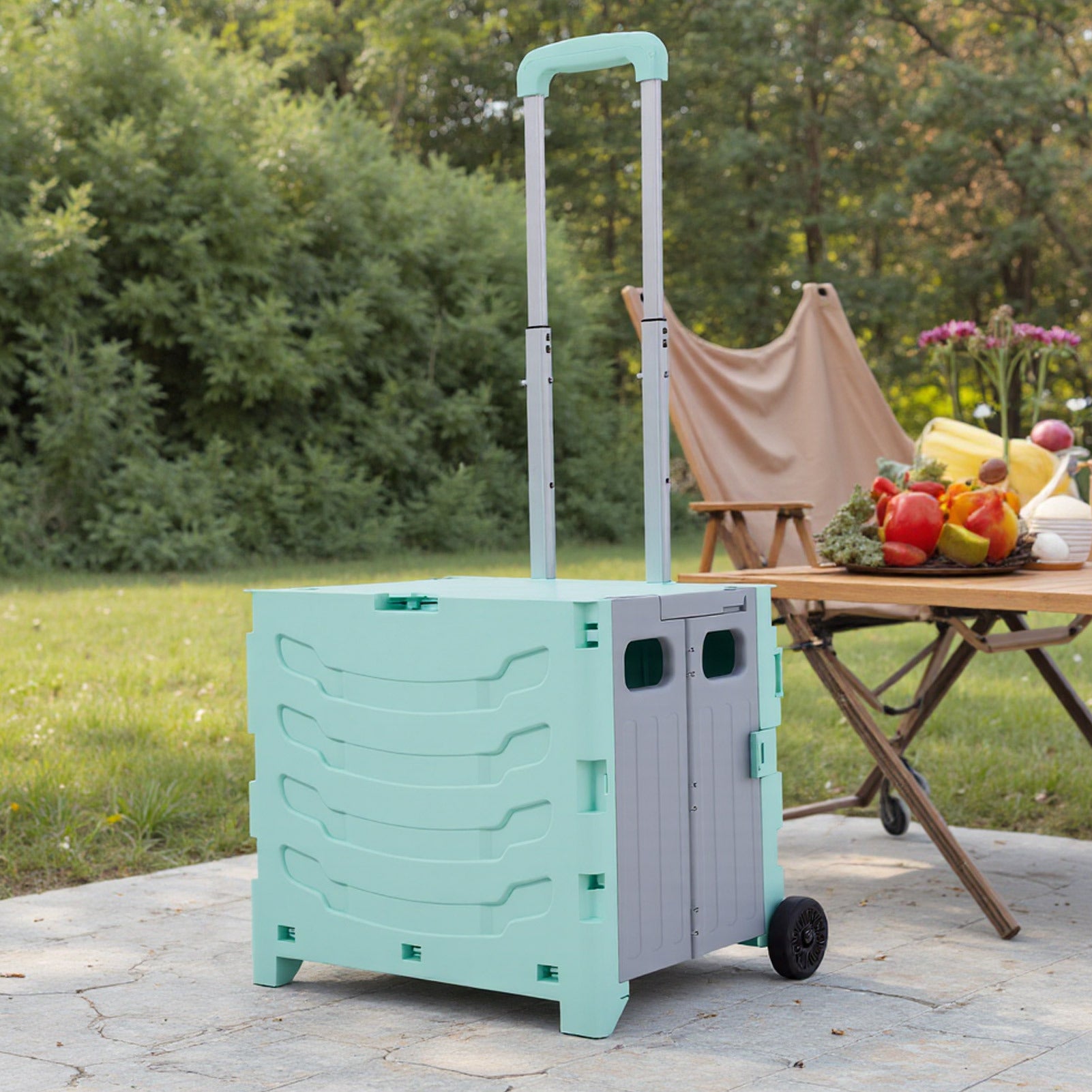 Shopping Trolley with Foldable, Wheels, Plastic for travel - Green option