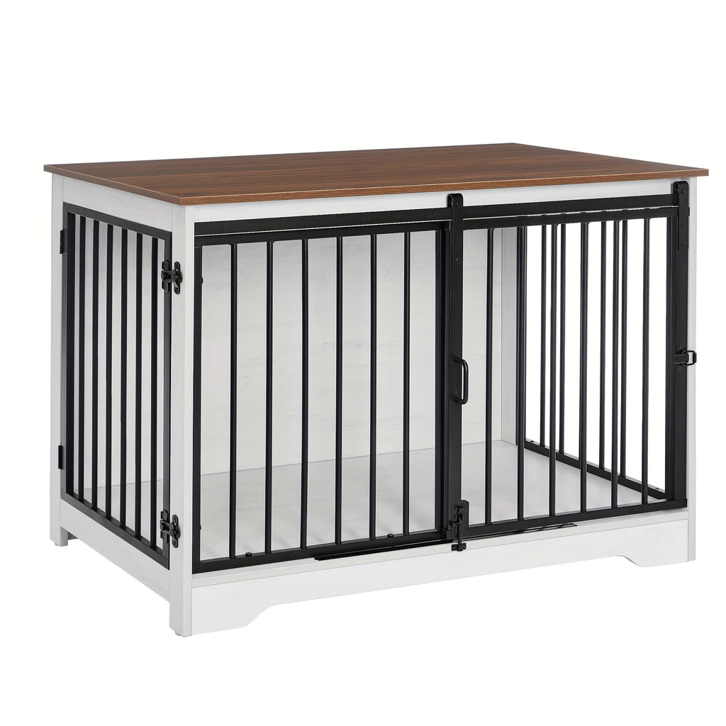 Side Table with 100.08cm, Wood, Dog Crate Furniture, 100.08cm Double Door - White And Brown option