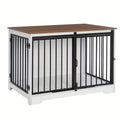 Side Table with 100.08cm, Wood, Dog Crate Furniture, 100.08cm Double Door - White And Brown option