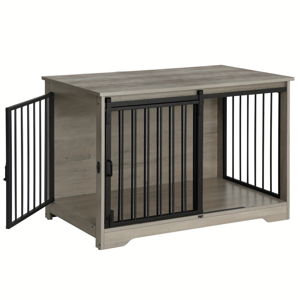 Side Table with 100cm, 100kg, Metal, Dog Cage Furniture, Dog Box, Doors - Light Ivory option