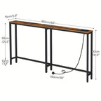 Side Table with 160cm, Console Power Outlet USB Ports Industrial - product gallery image 4
