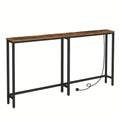 Side Table with 160cm, Console Power Outlet USB Ports Industrial - Rustic Brown option