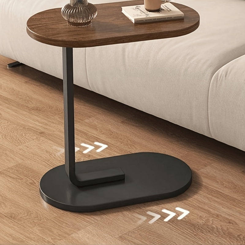 Side Table with 60cm, Metal, C-Shaped Wood Top Metal Frame Slide-Under - product gallery image 4
