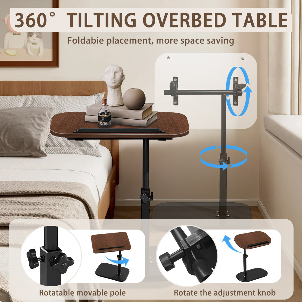 Side Table with Adjustable Height, Wheels, Lockable - product gallery image 7