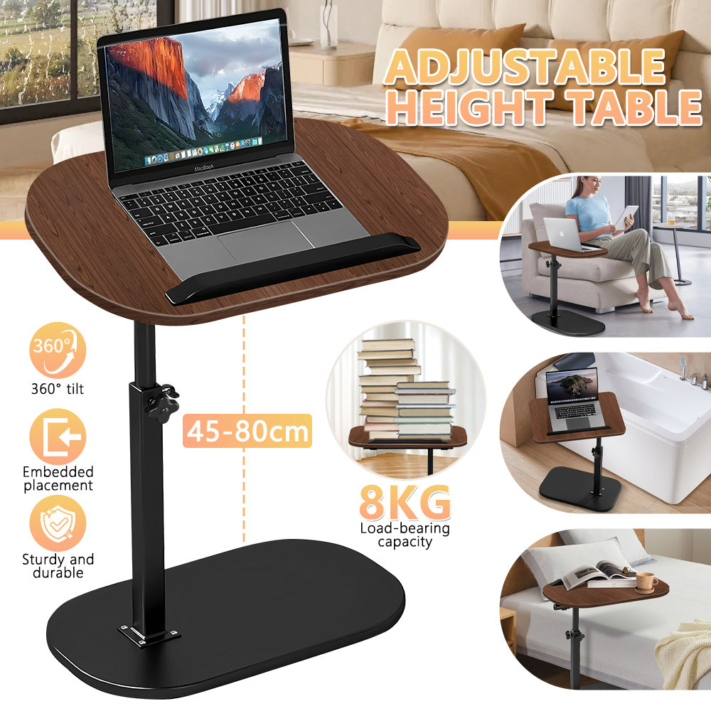 Side Table with Adjustable Height, Wheels, Lockable