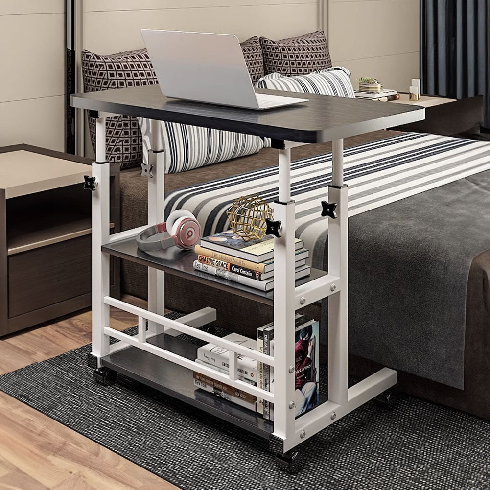 Side Table with Adjustable Height, Wheels, Lockable, Metal