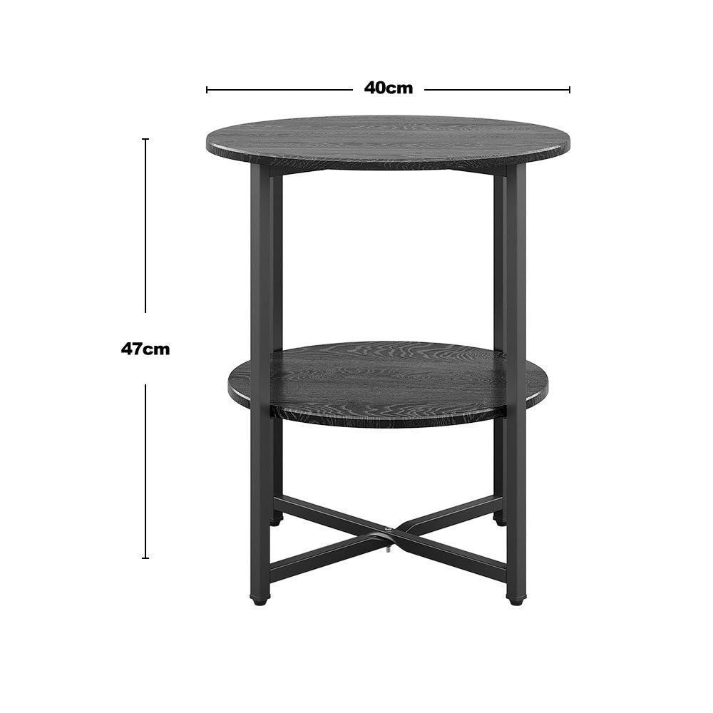 Side Table with Easy Assembly, 40cm, Metal, Tier Round Coffee Storage Shelf Metal - product gallery image 10