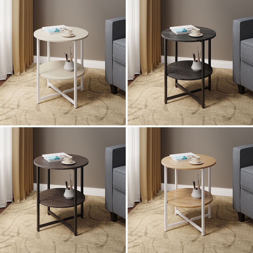 Side Table with Easy Assembly, 40cm, Metal, Tier Round Coffee Storage Shelf Metal - product gallery image 13