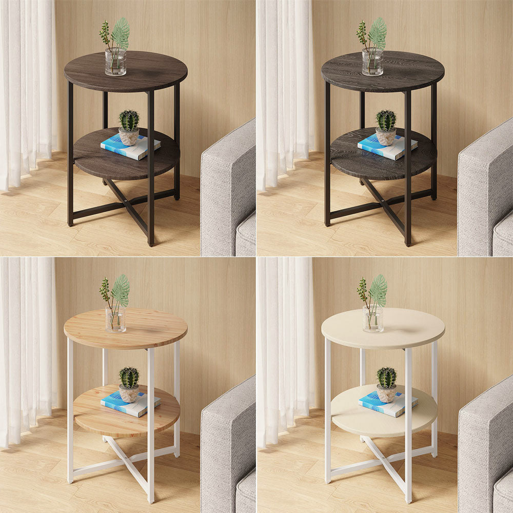 Side Table with Easy Assembly, 40cm, Metal, Tier Round Coffee Storage Shelf Metal - product gallery image 2