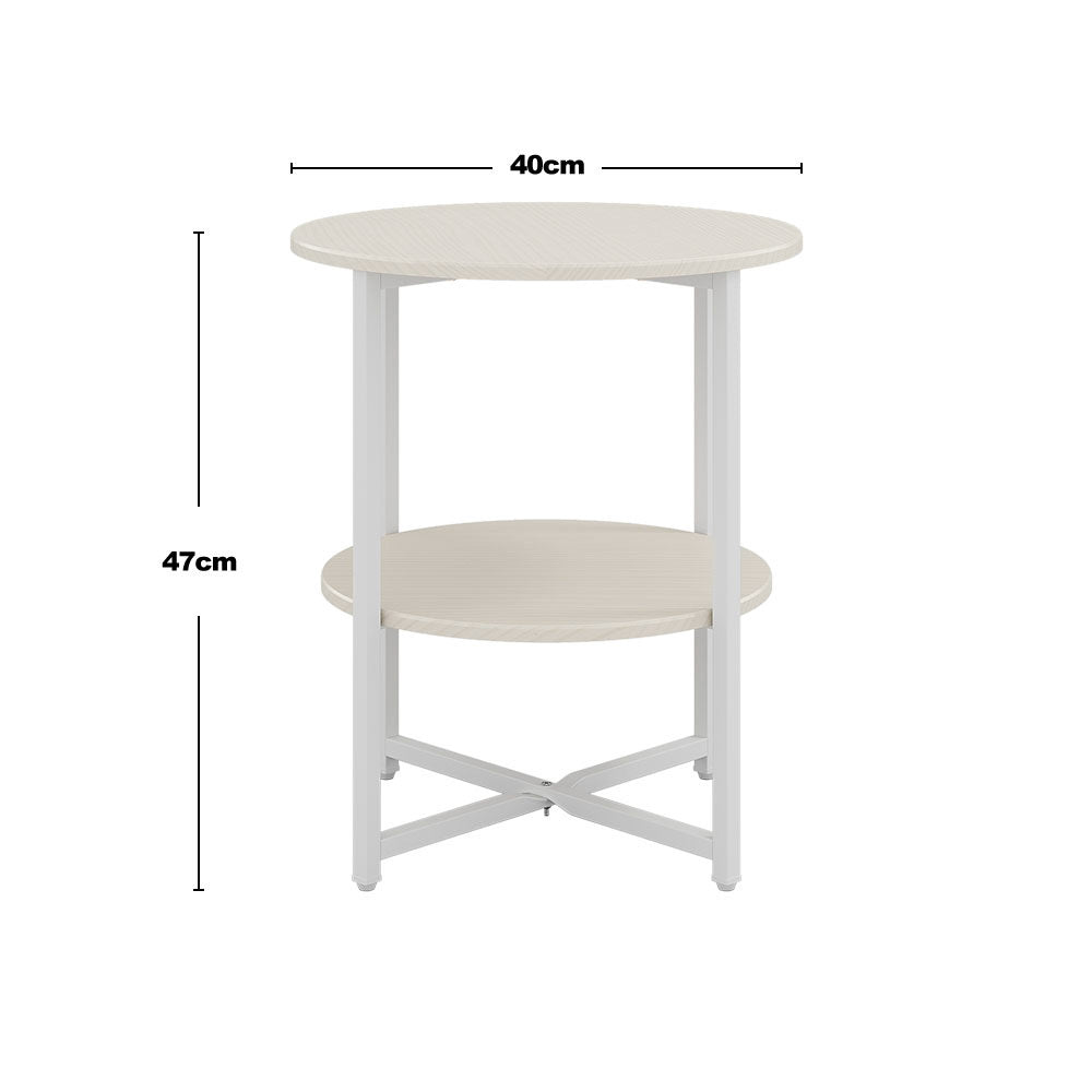 Side Table with Easy Assembly, 40cm, Metal, Tier Round Coffee Storage Shelf Metal - product gallery image 4