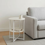 Side Table with Easy Assembly, 40cm, Metal, Tier Round Coffee Storage Shelf Metal - product gallery image 6