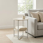 Side Table with Easy Assembly, 40cm, Metal, Tier Round Coffee Storage Shelf Metal - product gallery image 7