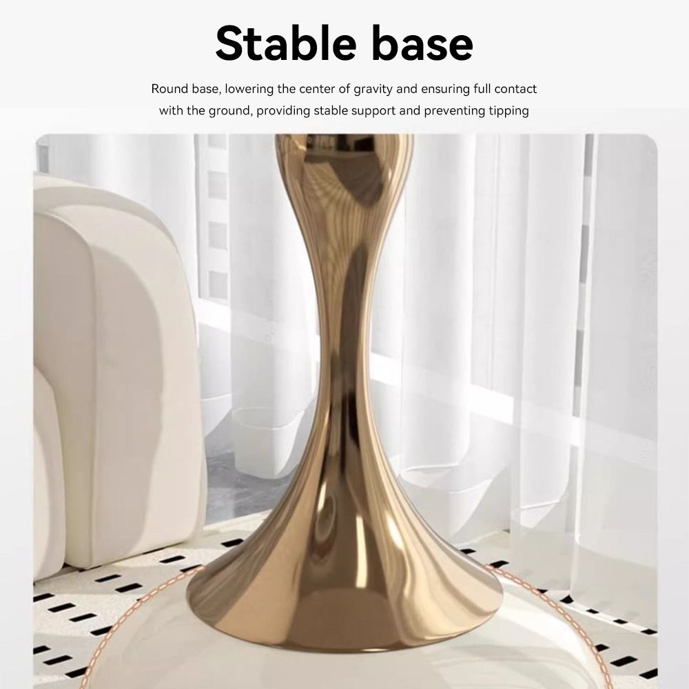 Side Table with Easy Assembly, Small Round Coffee White Gold Pedestal - product gallery image 7
