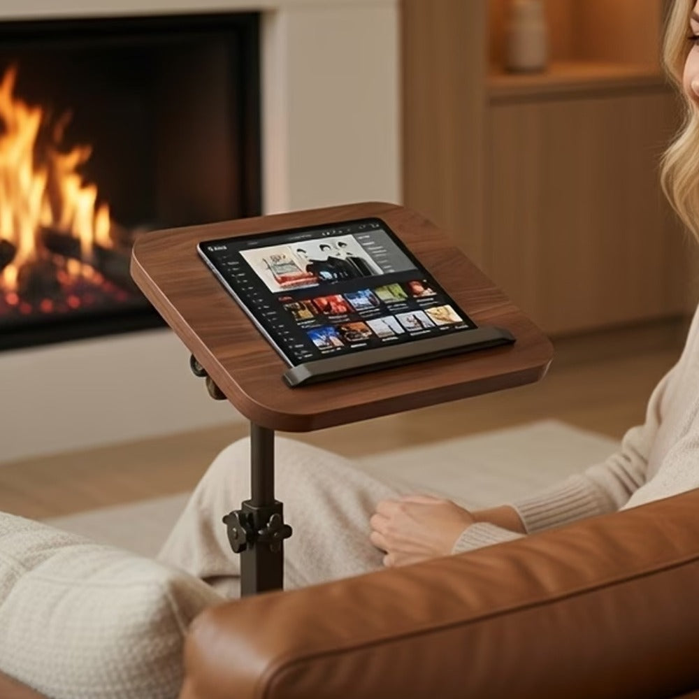 Side Table with Foldable, Adjustable Height, Wheels, Folding and rotating - product gallery image 16