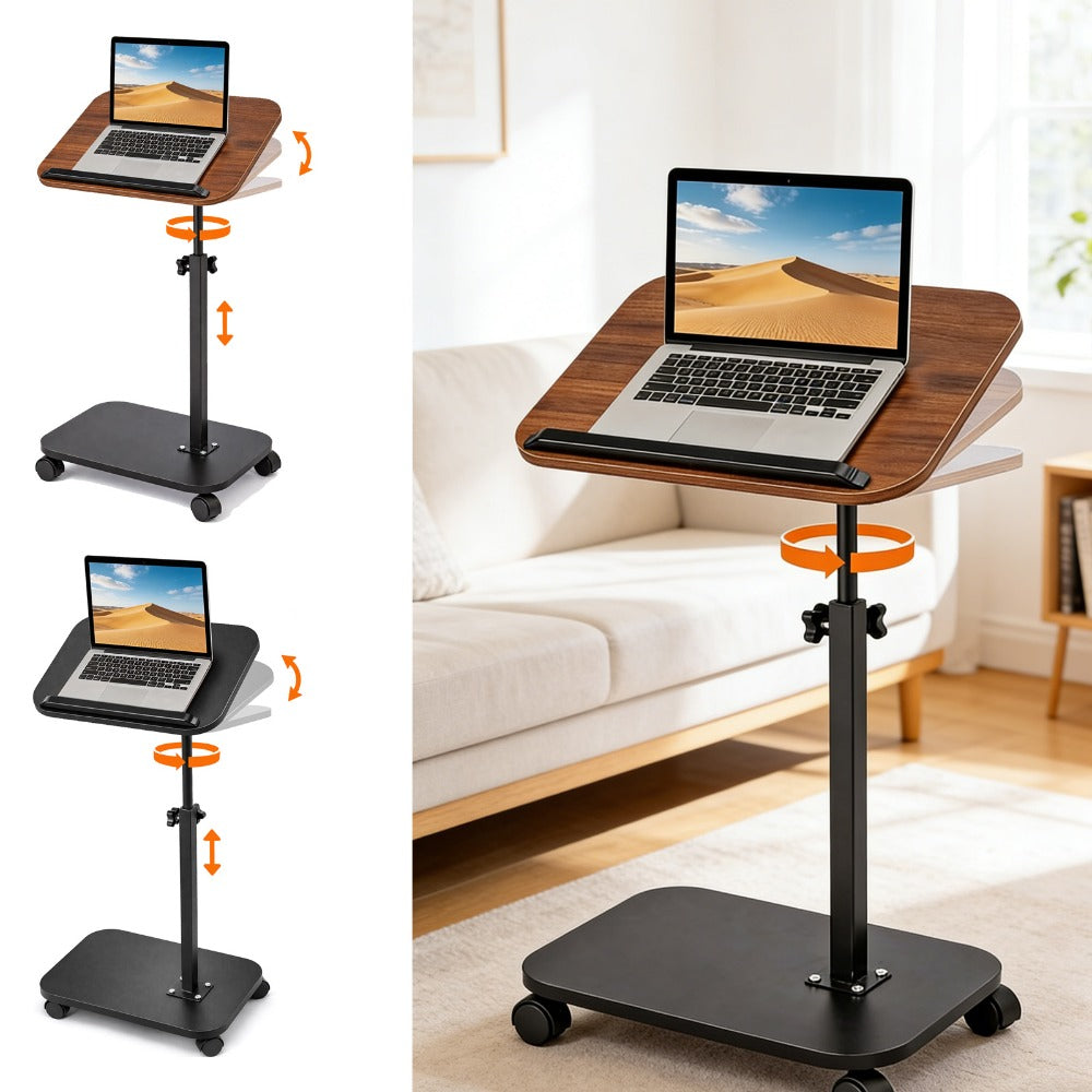 Side Table with Foldable, Adjustable Height, Wheels, Folding and rotating - product gallery image 2