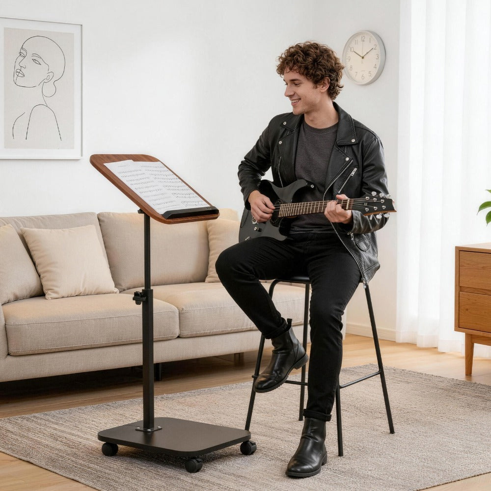 Side Table with Foldable, Adjustable Height, Wheels, Folding and rotating - product gallery image 3
