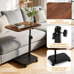 Side Table with Foldable, Adjustable Height, Wheels, Folding and rotating - product gallery image 7