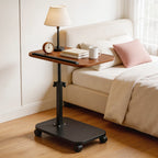 Side Table with Foldable, Adjustable Height, Wheels, Folding and rotating