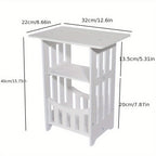 Side Table with Glass, 3-Tier Narrow Small Bedside End Plant - product gallery image 2