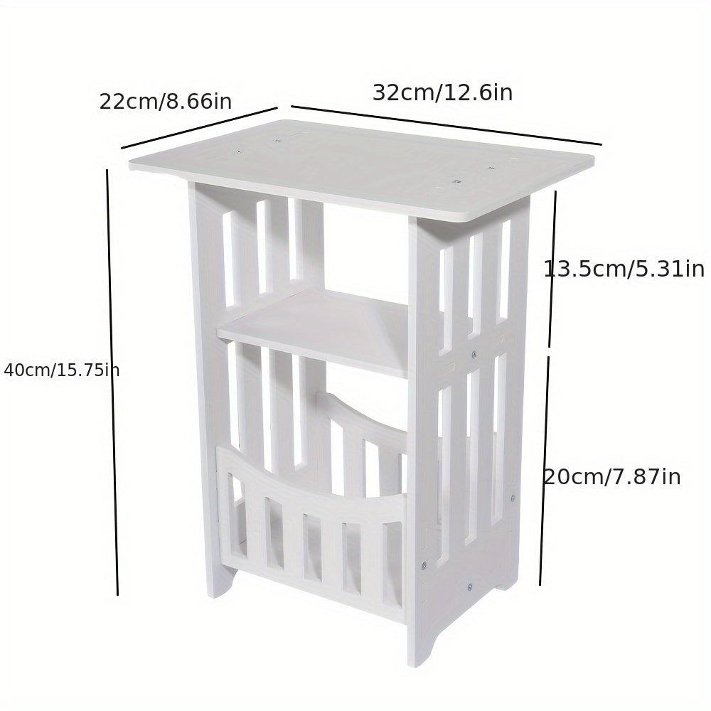 Side Table with Glass, 3-Tier Narrow Small Bedside End Plant - product gallery image 2