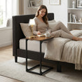 Side Table with Metal, Adjustable C-Shaped Slim Metal Frame - Brown option