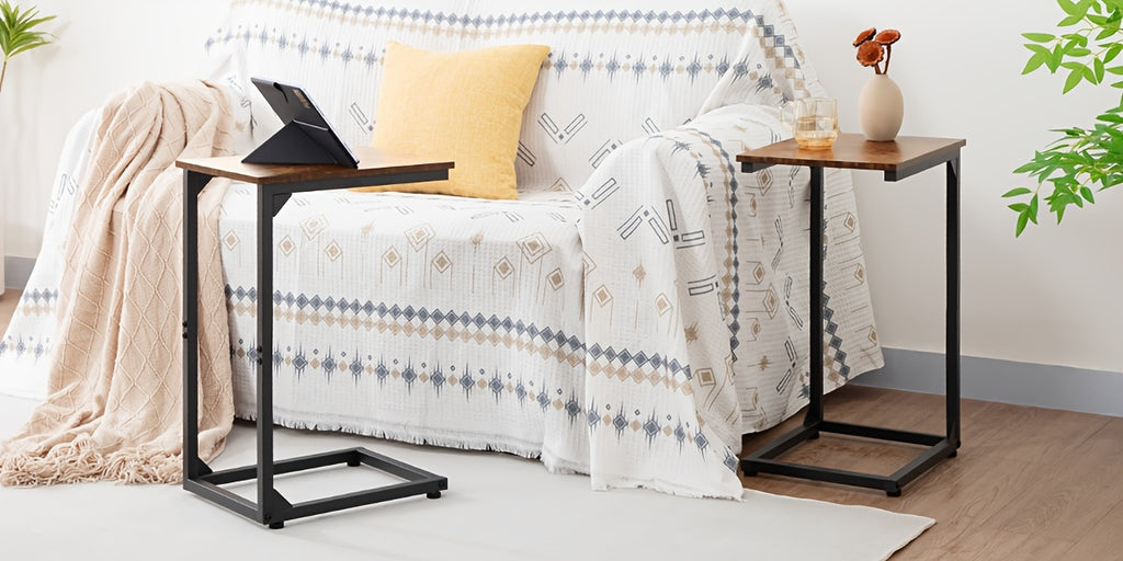 Side Table with Metal, Adjustable C-Shaped Slim Metal Frame - product gallery image 10