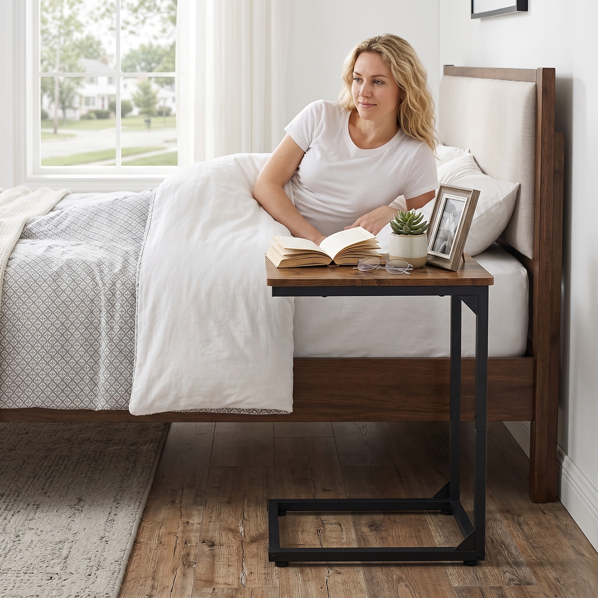 Side Table with Metal, Adjustable C-Shaped Slim Metal Frame - product gallery image 15