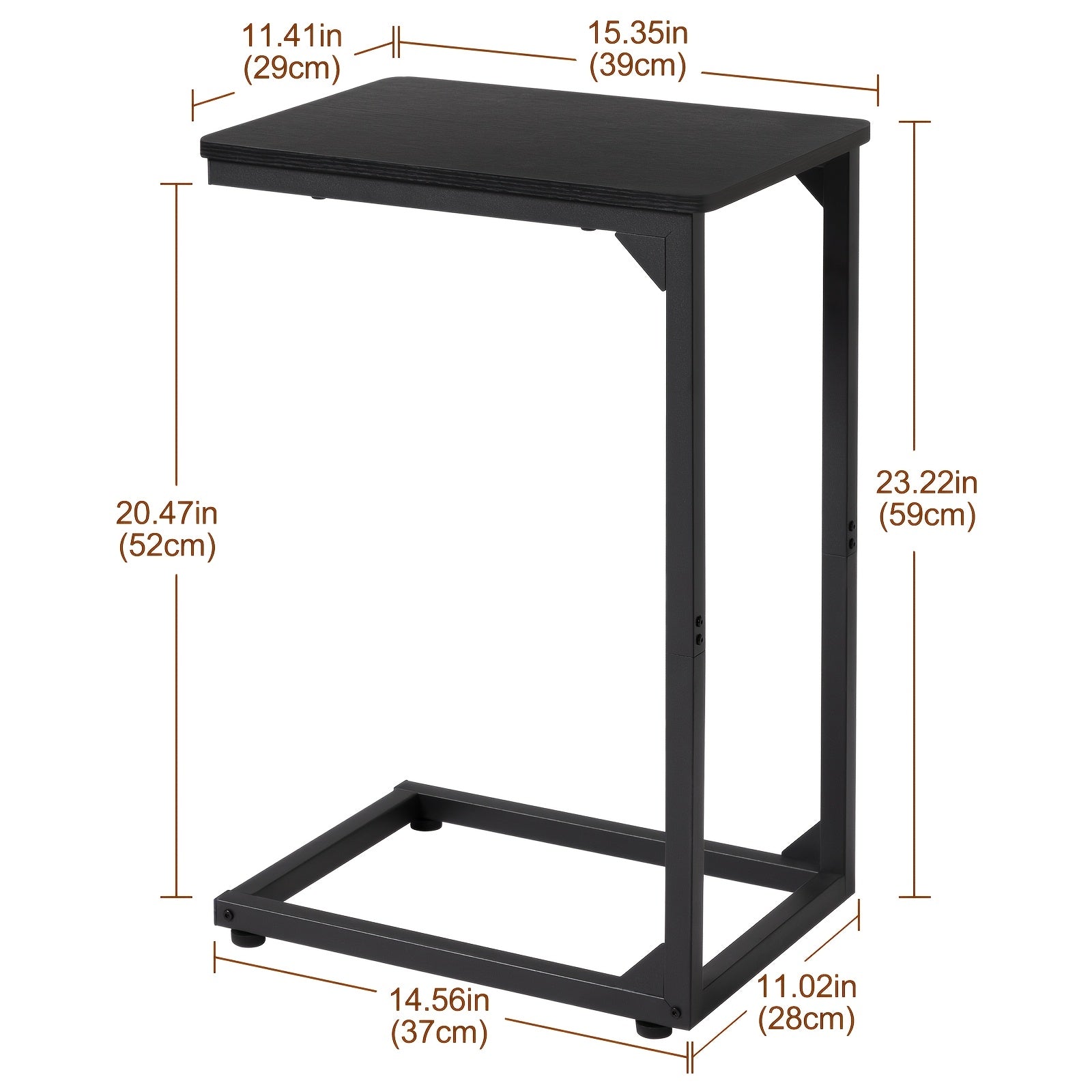Side Table with Metal, Adjustable C-Shaped Slim Metal Frame - product gallery image 3