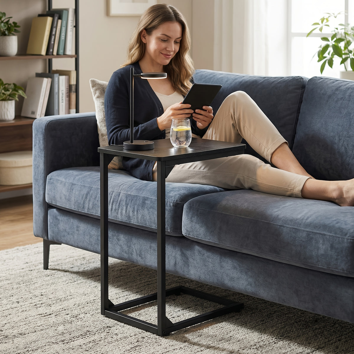 Side Table with Metal, Adjustable C-Shaped Slim Metal Frame - product gallery image 8
